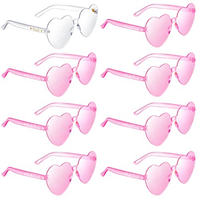 Weewooday 8 Gafas de Sol en Forma de Corazón sin Montura Transparente Rosa para Boda