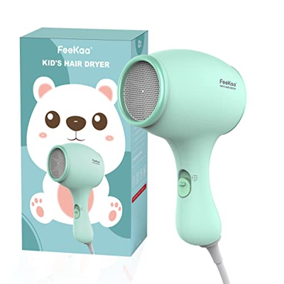 Secador de pelo infantil Feekka para niñas, suave calor para el cabello y la piel del bebé, silencioso, 550 W, ligero y duradero, secador de pelo para