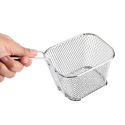 mumisuto Cesta para freír francés, 8 Uds, Mini Patatas Fritas de Acero Inoxidable, cestas para freír, colador de presentación de Alimentos para Patata