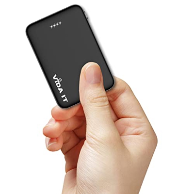 Vida IT vPow Power Bank 5000mAh Cargador Portátil USB para Samsung Galaxy S21 S20 S10 S8 S9 A21s A70 A50 Android Móvil Batería Externa Pequeña y Liger