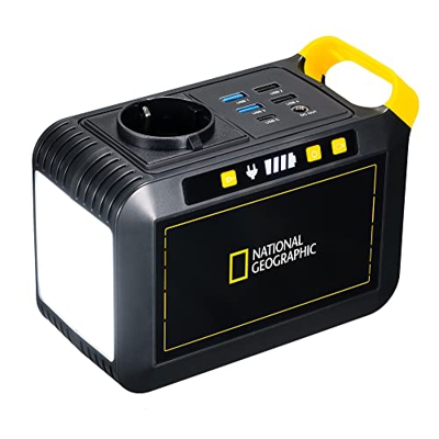 NATIONAL GEOGRAPHIC Estación de Carga móvil de Iones de Litio con USB, Conexiones CA y CC, Color Negro