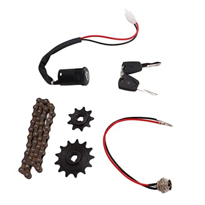 Juego de Cadena de Piñón de Bicicleta Eléctrica, Incluye Piñón de 410 13 Dientes 410 Piñón de 9 Dientes 38 Eslabones Cadena de Bicicleta Cerradura de 