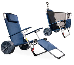 CampAir 2-en-1 Tumbona de Playa con Ruedas o Carrito Plegable, Azul características