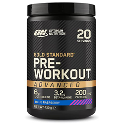 Optimum Nutrition Gold Standard Pre-workout Advanced con l-Citrulina, Beta-alanina y Cafeína, Frambuesa Azul, 20 Porciones, 420 g en oferta