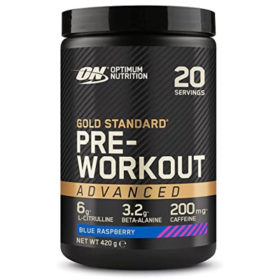Optimum Nutrition Gold Standard Pre-workout Advanced con l-Citrulina, Beta-alanina y Cafeína, Frambuesa Azul, 20 Porciones, 420 g