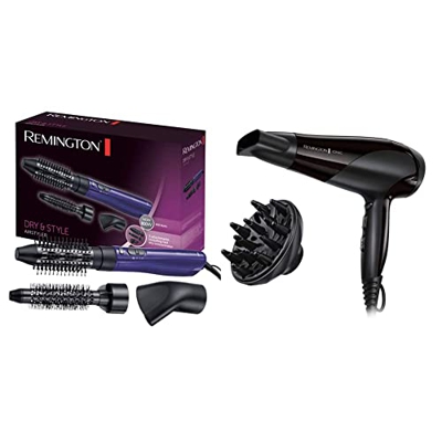 Remington Cepillo de Aire Dry & Style, Moldeador de Pelo, Cerámica y Turmalina Iónica + Secador de Pelo Ionic Dry 2200, Iónico, Cabello Sin Encrespami