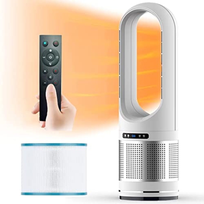 Ventilador de torre caliente y frío con filtro,ventilador sin aspas,ventilador calefactor de 2000W,8 velocidades,temporizador de 8 horas,pantalla LED,