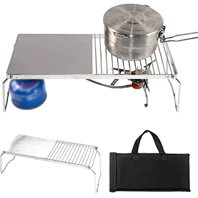 SHAPOKY Parrilla para Fogata, Parrilla para Barbacoa, Parrilla para Parrilla con Patas Plegables, Acero Inoxidable, PortáTil Resistente, Bolsa de Tran