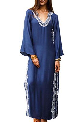 LikeJump Vestido de Playa Kaftan Kimonos Pareos Bohemia Cover Ups para Mujer