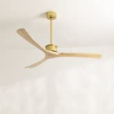 CREATE / WIND LARGE DC / Ventilador de techo Oro y Aspas Madera Natural / 6 velocidades, Silencioso , Programable, dos alturas