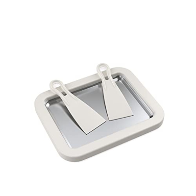 Yolispa Molde para hacer helados con placa fría instantánea con 2 espátulas para cocinar en el hogar, hacer helado enrollado, yogur congelado