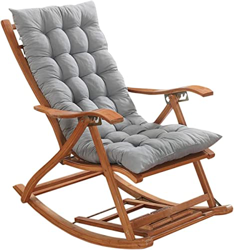 SHAIRMB Sillón Giratorio de ratán, Mecedora de bambú, para jardín, Tumbona de Relax, Ajustable a Silla de jardín, Respaldo Alto,Gris,48 * 120cm precio