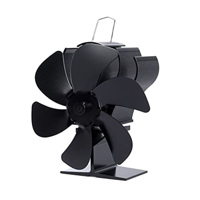 Fireplace Fan with 6 Blades Heat-Powered Stove Fan No Battery or Electricity Required (Color : Black Size : 160x168MM) (Black 160x168MM)