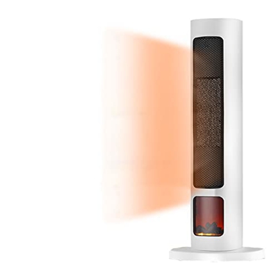 DFANCE 2000W Termoventilador Cerámico de Torre con Llama Simulada,Calentador Temporizador 7,5 Horas,90°Oscilación,Protección Sobrecalentamiento Sistem