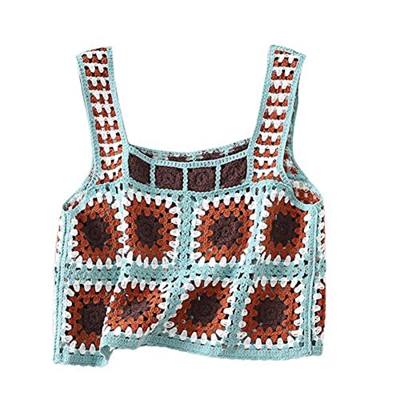 Bikini De Ganchillo Top - Sexy Bikini Crop Top Mujeres,Crochet Boho Camisolas Bikini Bralette,Damas Knitted Bra Tops Beachwear,Seaside Travel Vacation