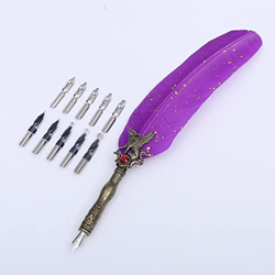 Pluma plateada + juego de 5 puntas de metal, pluma estilográfica retro dorada, suministros de oficina para estudiantes, regalo de cumpleaños, color mo precio