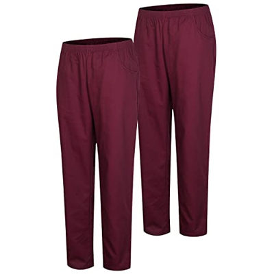 MISEMIYA - Pack 2 Pcs - PANTALÓN Sanitario Unisex - Uniforme Sanitario Uniformes MEDICOS PANTALÓN DE Trabajo - Ref.8312 * 2 pcs - XL, Granate 21