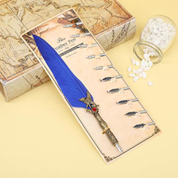 Pluma plateada + juego de 5 puntas de metal, pluma estilográfica retro dorada, suministros de oficina para estudiantes, regalo de cumpleaños, azul precio