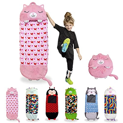 Sacos De Dormir Suaves Y Cálidos para Niñas Y Niños, Saco De Dormir Animal Divertido Y Lindo con Almohada De Descanso, Saco De Dormir Plegable para La