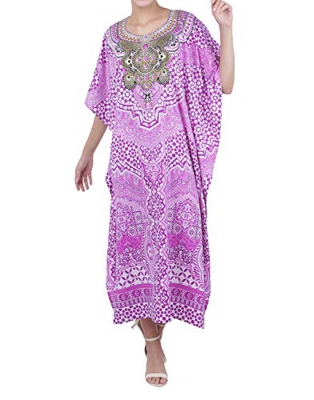 Miss Lavish London Kaftan Sayo Múltiple Tamaños Incluyendo Más tamaño Playa Cubrir para Arriba, Maxi Vestido, Ropa de Dormir Estiloso e Atractivo Kimo