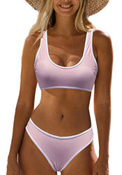 NLAND Mujer de Deportivo Chaleco Bikini Top Traje de Establece Dos Acolchadas de Playa Traje de Baño con Braguitas Conjunto de Bikini(Rosa,S) precio