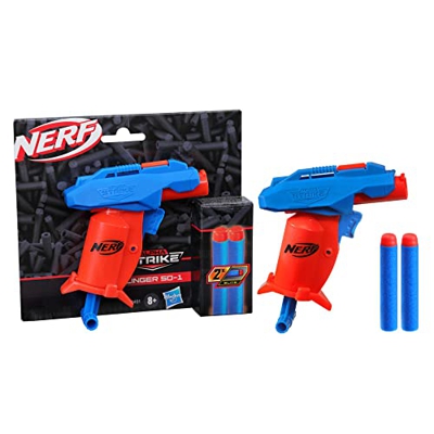 NERF Alpha Strike Slinger SD-1 - Juego de Dardos de Espuma para Disparos y 2 Dardos NERF Elite (Recarga, Tensor, Fuego, Multi Unidades)