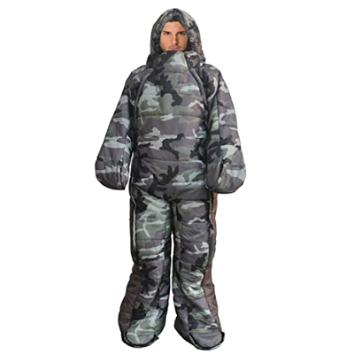 WOKEZ Saco de Dormir portátil, Saco de Dormir humanoide portátil de 3 Estaciones con Brazos y pies, Ideal para Adultos Que viajan al Aire Libre para A