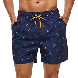HLVEXH Hombres de Secado rápido Palma Árbol Nadar Bañador con Forro de Malla Trajes de baño Baños Trajes de Playa Vacaciones Traje de baño Azul Marino precio