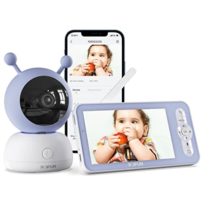 Monitor de bebé, monitor de video para bebés con cámara, pantalla HD de 5 pulgadas, batería recargable de 3000 mAh, detección de movimiento, zoom pano