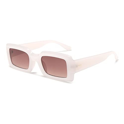 YAMEIZE Gafas de sol rectangulares de moda para mujeres y hombres protección UV400 al aire libre (TR-Rosa)