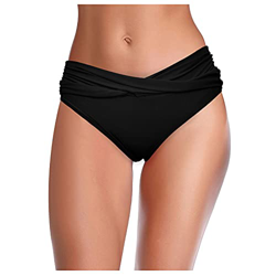 RYTEJFES Bikini para mujer, estilo retro, color negro, cruzado, para la playa, control abdominal, monocolor, sexy, para verano, ropa de playa, Negro , características