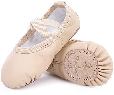 Zapatillas de Danza Cuero Zapatos Media Punta de Ballet y Gimnasia para Niña y Mujer Beige 39