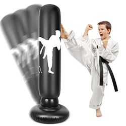 Saco de boxeo para niños, 160 cm, saco de boxeo inflable para niños, equipos deportivos en casa, columna de boxeo, saco de arena para practicar ejerci características