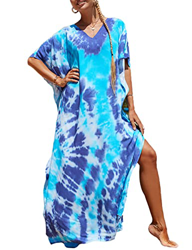 Tyidalin Kaftan Vestido Maxi Largo Playa Mujer Verano Estampado Camisolas y Pareos Bohemio Kimono Cover Ups (Color 34, Talla única) en oferta