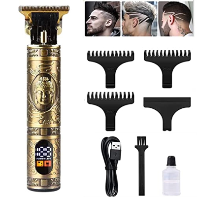 Cortapelos, kit de aseo profesional para recortadora de cabello con pantalla LCD, recortadora de cuchillas en T inalámbrica, afeitadora para hombres r