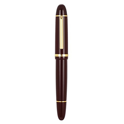 Jinhao X159 Pluma estilográfica de punta fina, color rojo vino con clip dorado acrílico de gran tamaño