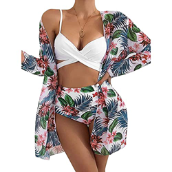 Traje de baño de Cintura Alta de 3 Piezas para Mujer con Estampado de Bikini Maxi Traje de baño para Cubrir características