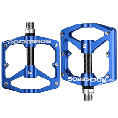 ROCKBROS Pedales de Bicicleta Montaña, Pedales Plataforma Ancha Antideslizantes de Aluminio para MTB Bicicleta de Carretera BMX, 9/16”