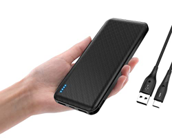 9000 mAh bateria Externa Carga rapida, bateria portatil para movil(Ultrafina y Ligera, Segura y Potente), 3 Puertos de Salida/2 Puertos de Entrada, Co características