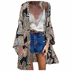 Mujer Gasa Cárdigan Floral Kaftan Playa Kimono Pareos Bohemia Suelto Verano Cover Up Blusa Homewear Tops características