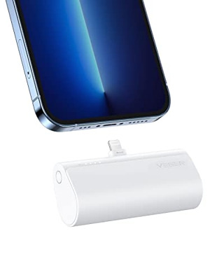 VEGER Mini Power Bank 5000mAh Batería Externa Cargador Portátil Carga Rápida 20W Compatible con iPhone 13/12/11/XR/X/8/7/6/Plus, etc. (Blanco)