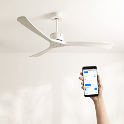 CREATE / WIND LARGE DC / Ventilador de techo Blanco y Aspas Blancas con WIFI / 6 velocidades, Silencioso , Programable, dos alturas características