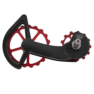 OLIMY Polea de Bicicleta guía aleación de Aluminio polea de Bicicleta desviador Trasero guía Rueda Accesorio de Bicicleta (Color : Red)