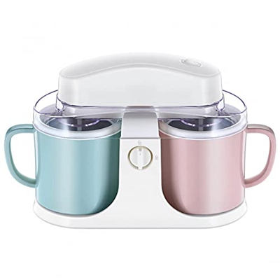 MGUOTP Heladera eléctrica portátil Multifuncional, máquina de Helado de Doble Cubo, Paleta de Mezcla Desmontable for Hacer deliciosos Helados Suaves