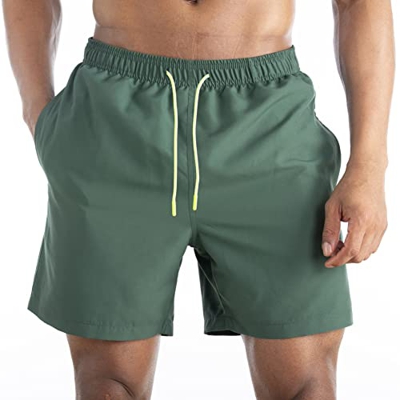 LY4U Pantalones Cortos de baño para Hombre con Forro de Malla Bañadores de Secado rápido Pantalones Cortos de Tabla de Surf de Playa Transpirables Ver