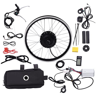 Kit de conversión de Bicicleta eléctrica de 20 Pulgadas Rueda Delantera 36V 350W Kit de conversión con Controlador, Pantalla LCD, Sensor de Pedal
