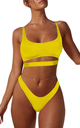 Bikinis Brasileños para Mujer Sexy Conjuntos de Bikini con Tiras Recortadas Tanga de Corte Alto con Escote Redondo Bajo características