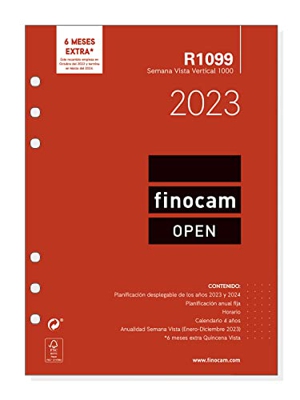 Finocam - Recambio Anual 2023 Open Semana Vista Vertical Enero 2023 - Diciembre 2023 (12 meses) Español R1099