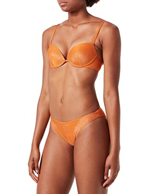 Emporio Armani Swimwear Push-up Multifunction & Brief Bikini Lurex Textured Yarn Juego Biquini, Amarillo/Oro Rosa, XS para Mujer