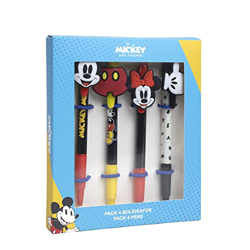 CERDÁ LIFE'S LITTLE MOMENTS - Pack de 4 bolígrafos de Mickey Mouse y Minnie Mouse Un regalo original para los fans - Licencia oficial de Disney, 27000 características